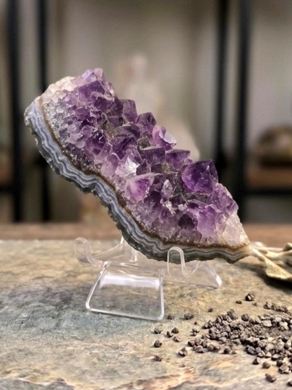 Purple Amethyst Geode Stone Crystal Freeform Raw Specimen, Calm & Balance 65g 3"